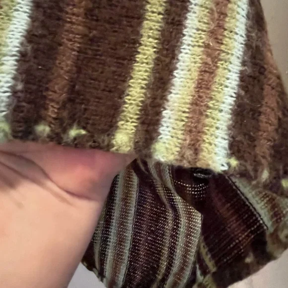 Handmade by Seller Poncho, Kimono One Size Fits Most Green, Brown Stripe - Picture 7 of 11